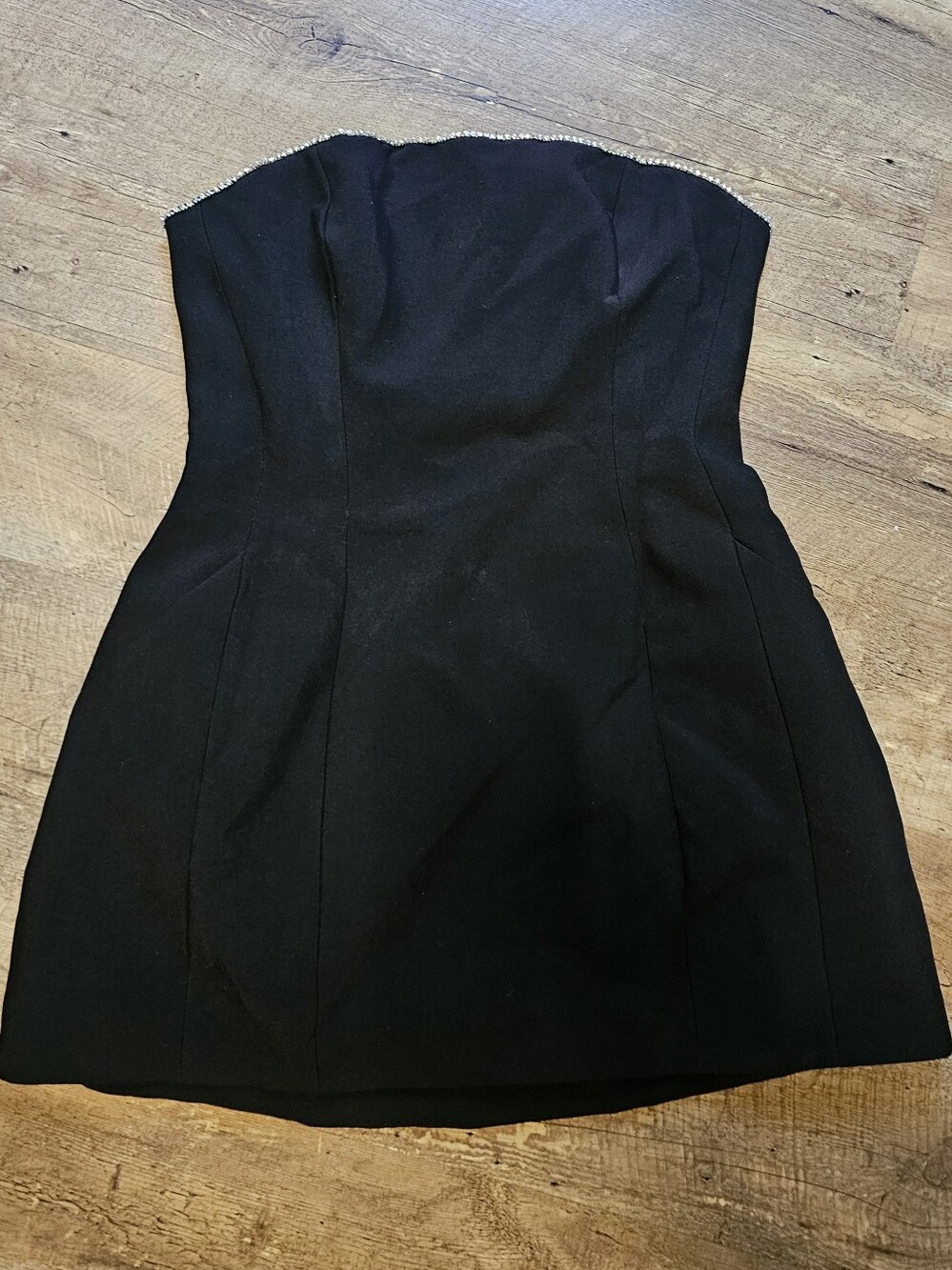 Bardot Karoline Black Strapless Mini Dress with Rhinestone Trim